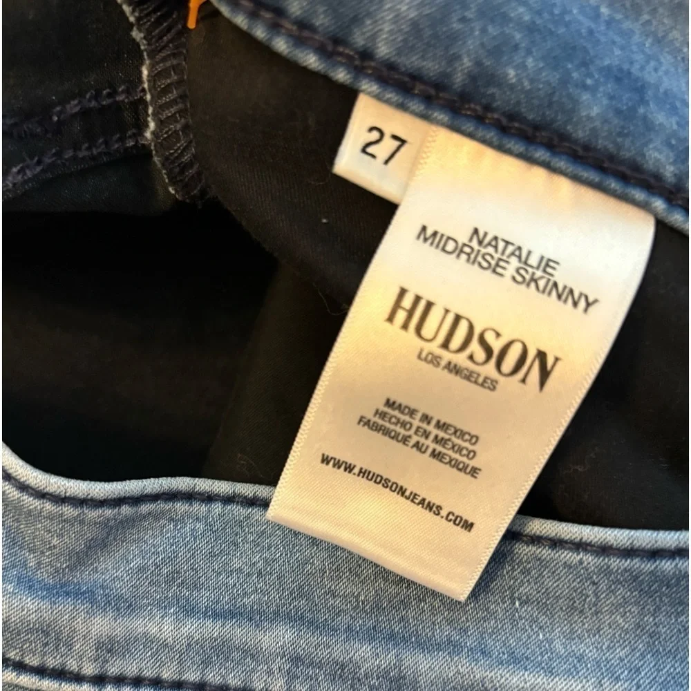 Hudson Natalie Mid Rise Skinny Jeans Raw Hem